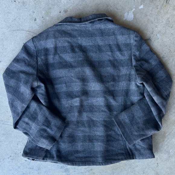 73% Wool Vintage Grey & Black Stripped Gap Pea Coat/Blazer - Picture 3 of 10